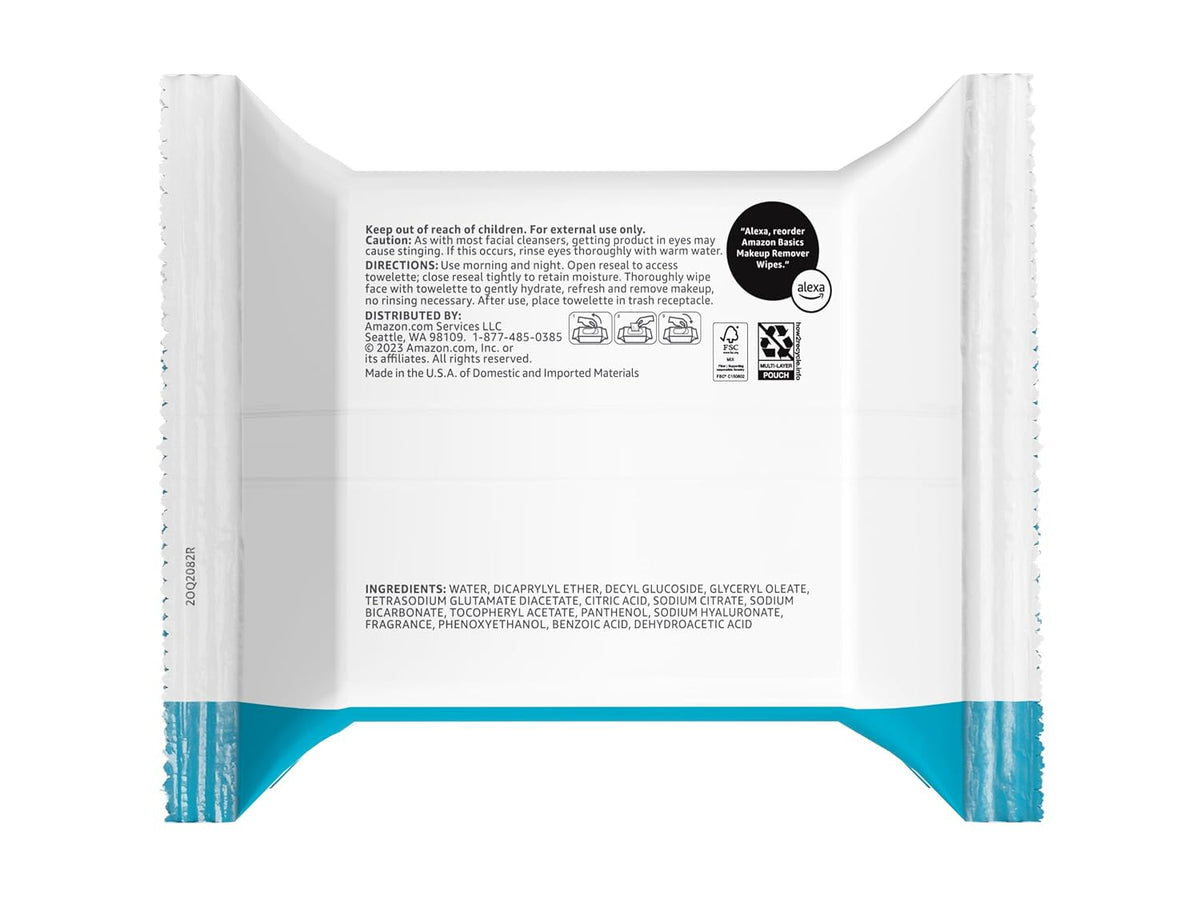 Alcohol-free no-rinse makeup remover wipes
