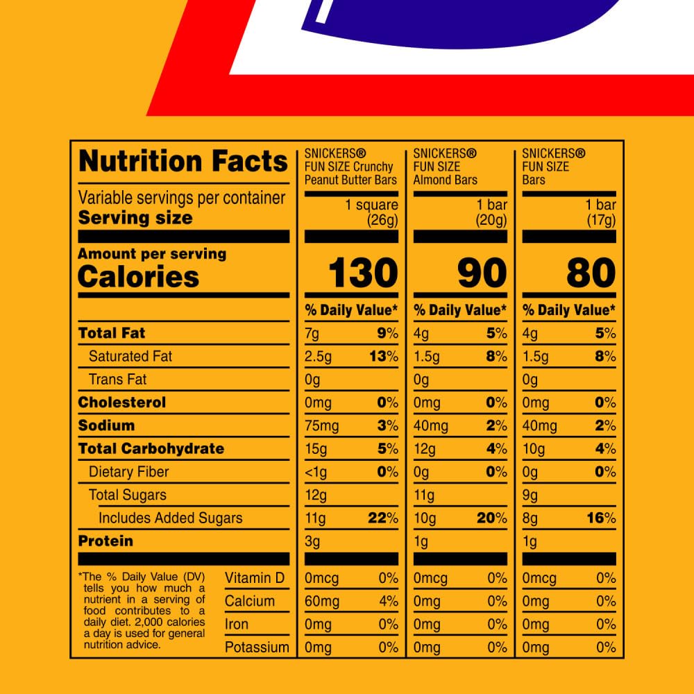 Individually wrapped SNICKERS chocolate bars variety pack