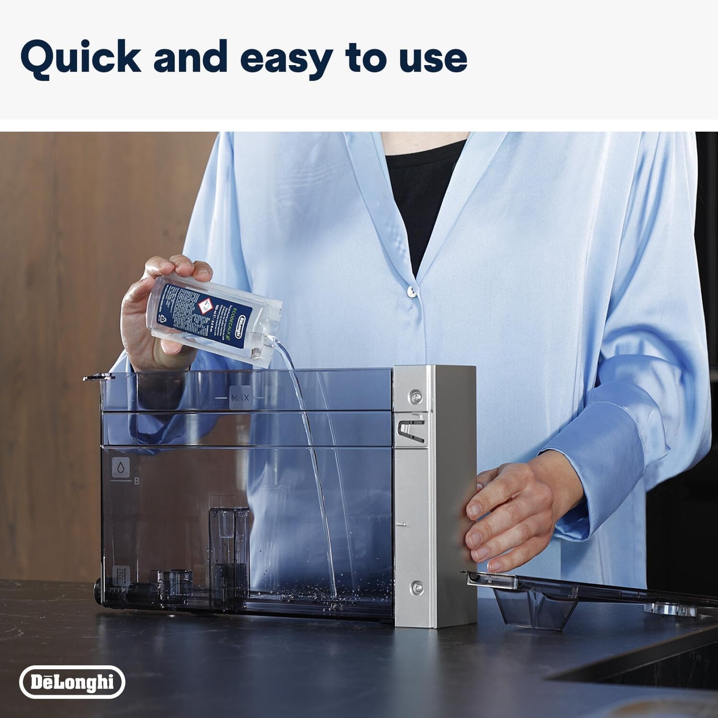 Visit the De'Longhi Store — De'Longhi EcoDecalk Descaler, Eco-Friendly Universal Descaling Solution for Coffee & Espresso Machines, 2-Pack (1 use per pack)