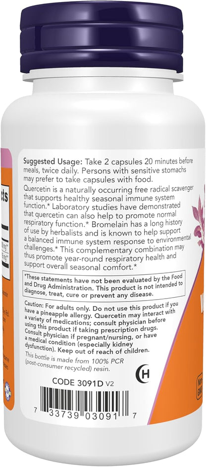 Quercetin with bromelain vegetarian capsules by NOW