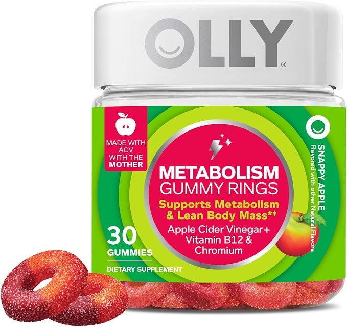 OLLY Metabolism Gummy Rings ACV 30 count bottle