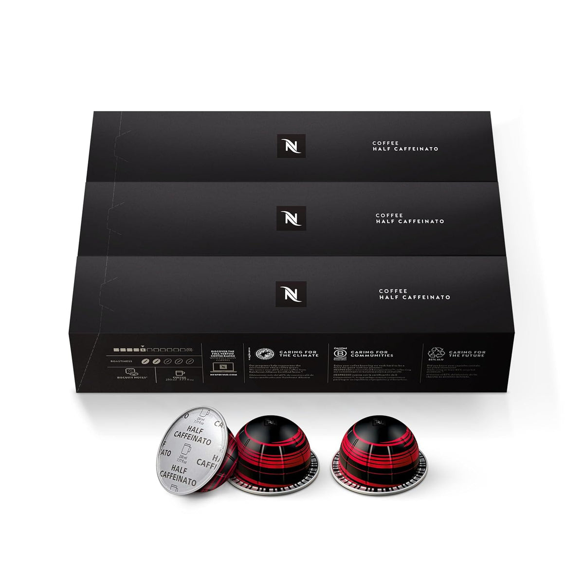 Nespresso Vertuo half caffeinated coffee capsule pack