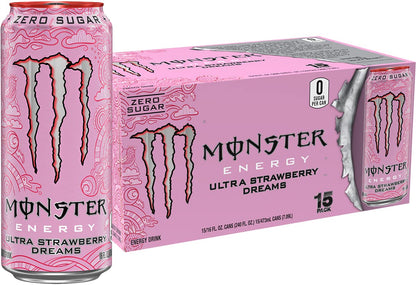 16 ounce Monster Ultra Strawberry Dreams energy drink