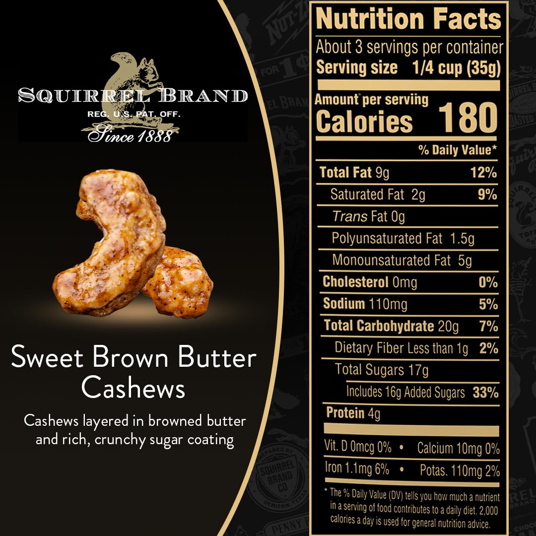 Gourmet candied cashews with brown butter flavor