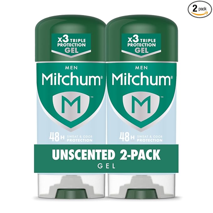 Mitchum Men’s unscented antiperspirant deodorant gel 2 pack