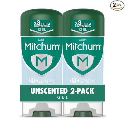 Mitchum Men’s unscented antiperspirant deodorant gel 2 pack