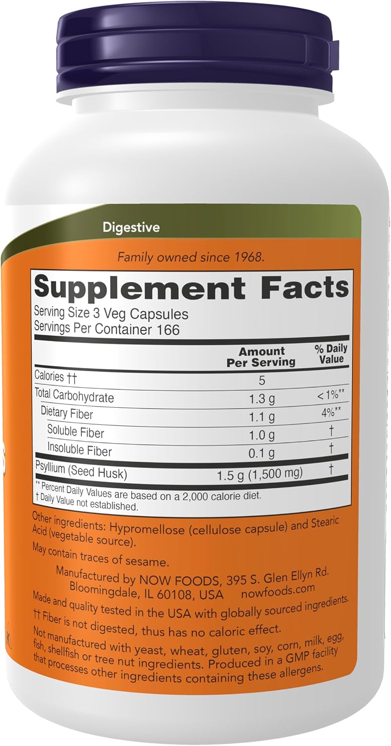 Psyllium husk fiber capsules for intestinal health