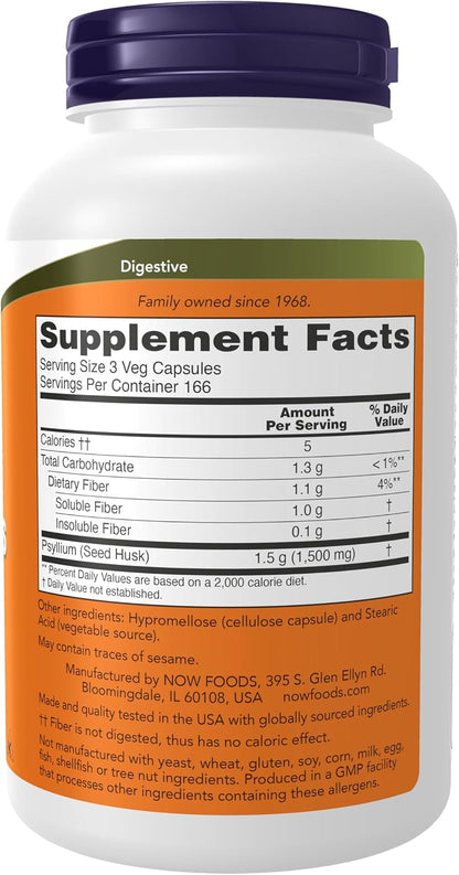 Psyllium husk fiber capsules for intestinal health