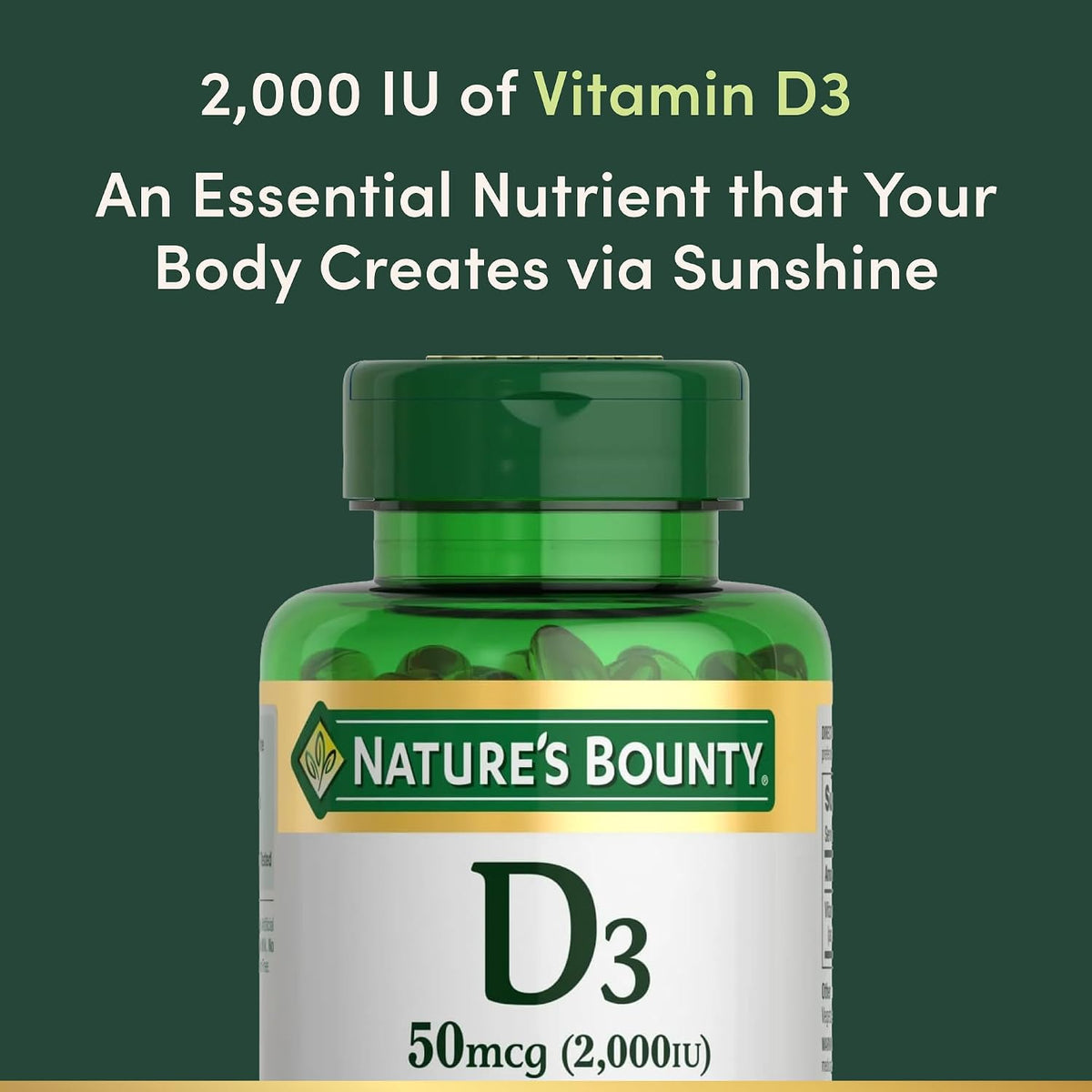 Nature's Bounty D3 rapid release softgels packaging