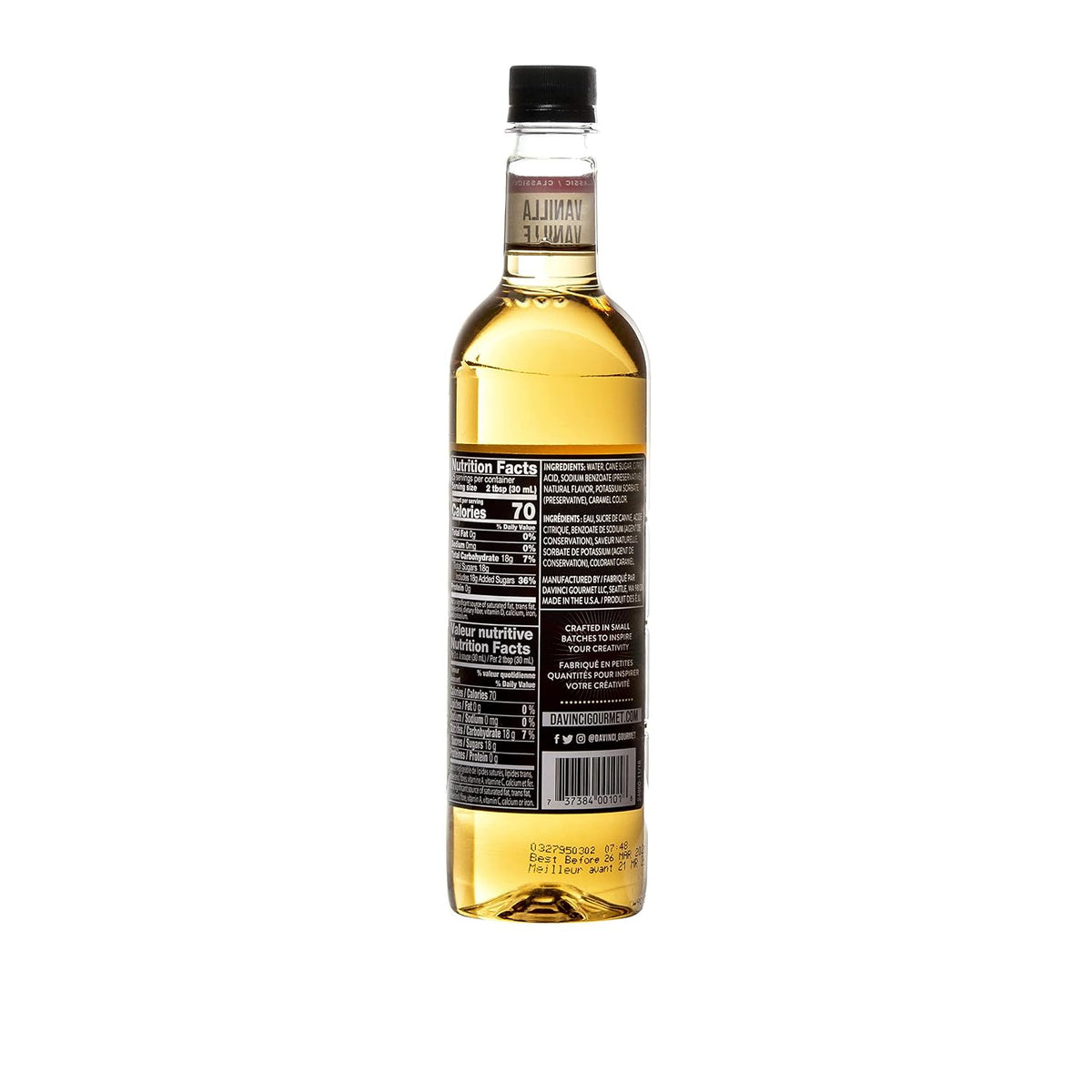 Classic vanilla beverage syrup made with cane sugar