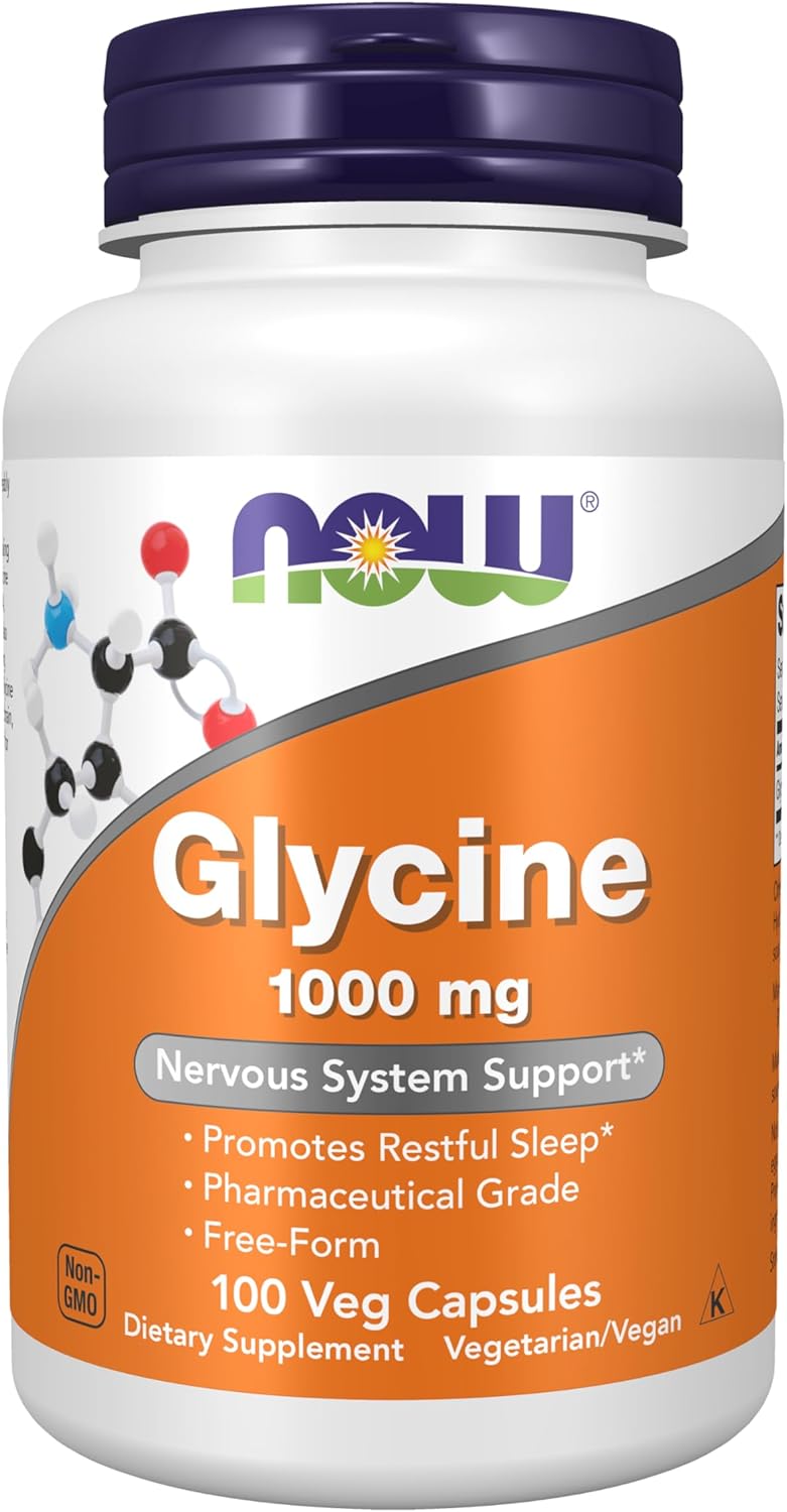 NOW Supplements Glycine free-form capsules label