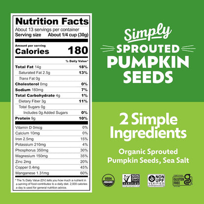 Organic sprouted pumpkin seeds with plant-based protein
