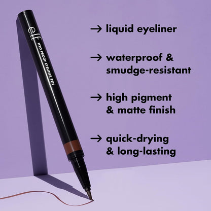 Jet Black waterproof eyeliner pen with precision felt tip
