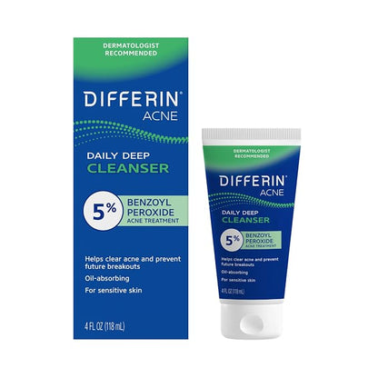Differin Acne Face Wash 5% benzoyl peroxide cleanser 4 oz