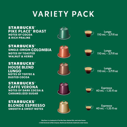 Starbucks coffee capsule variety pack with five roasts