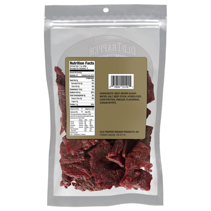 Old-fashioned smoked beef jerky snack by Old Trapper