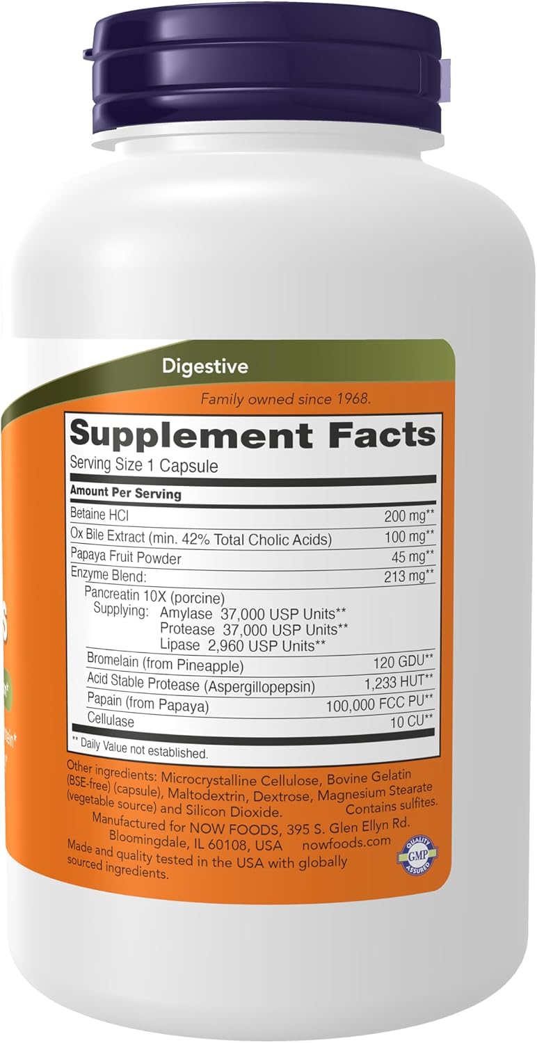 NOW Foods Super Enzymes capsule supplement label