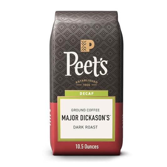 Peet's Coffee Decaf Major Dickason's dark roast ground coffee bag