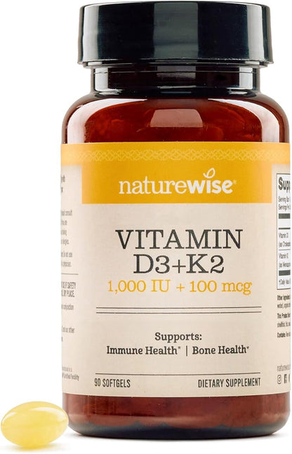 NatureWise Vitamin D3 and K2 softgels 90 count bottle