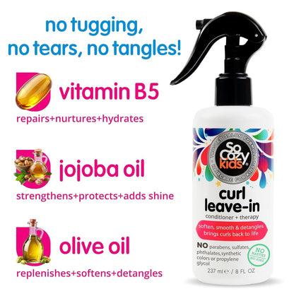 Kids curly hair detangler with keratin and Vitamin B5