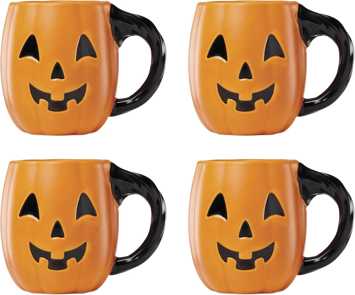 Figural jack-o-lantern mug with smiling face