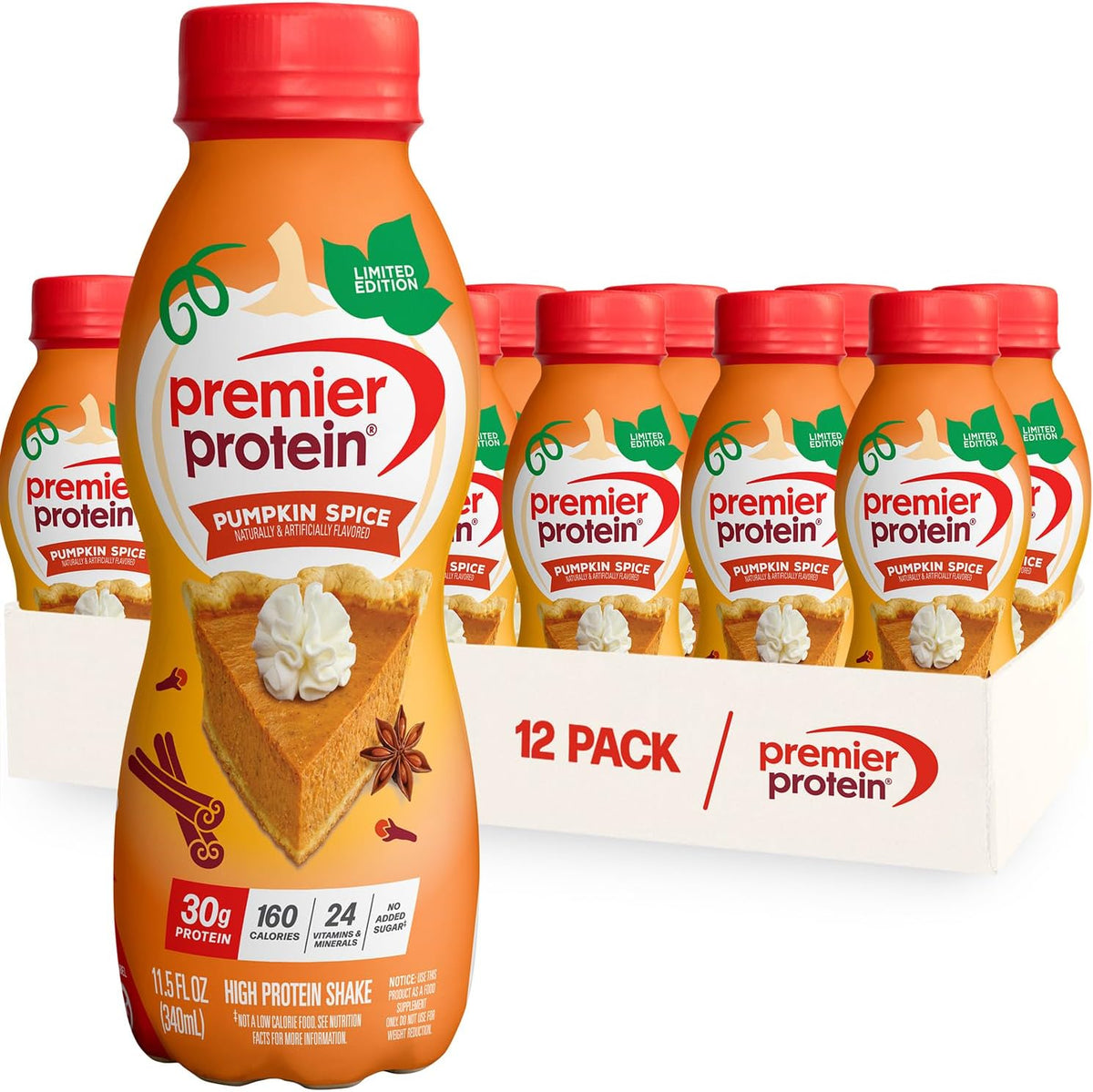 Premier Protein limited edition pumpkin spice protein drink bottles