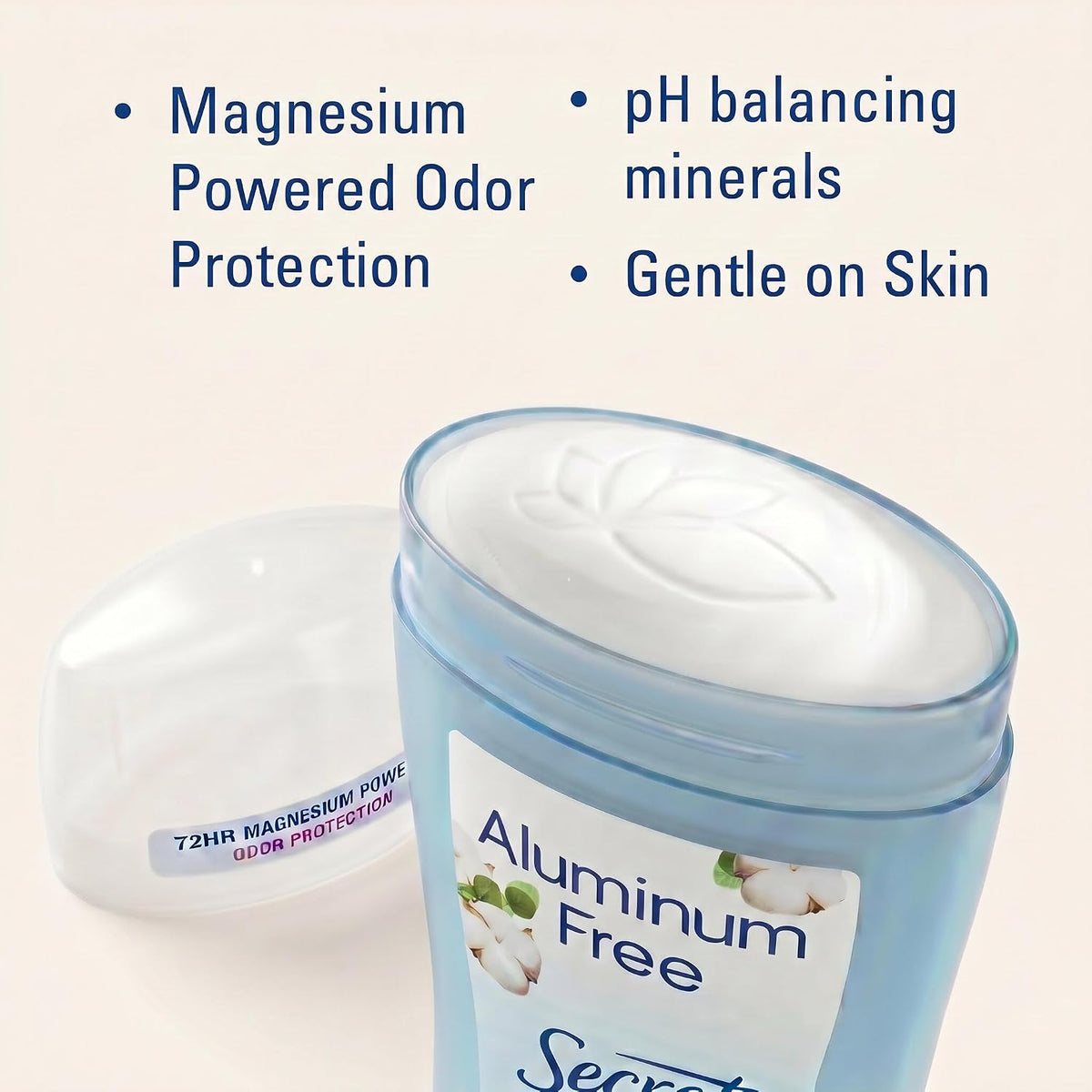 Aluminum free Secret deodorant with 72 hour protection