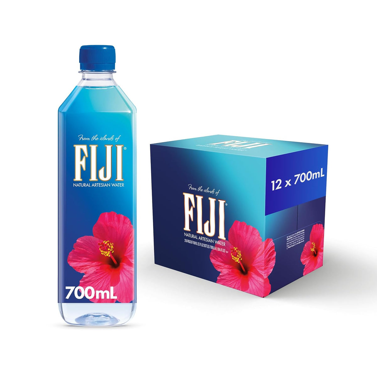 FIJI 700mL bottled water with flip-top cap