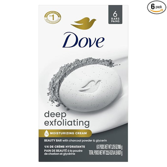 Dove Deep Exfoliating Beauty Bar with charcoal powder