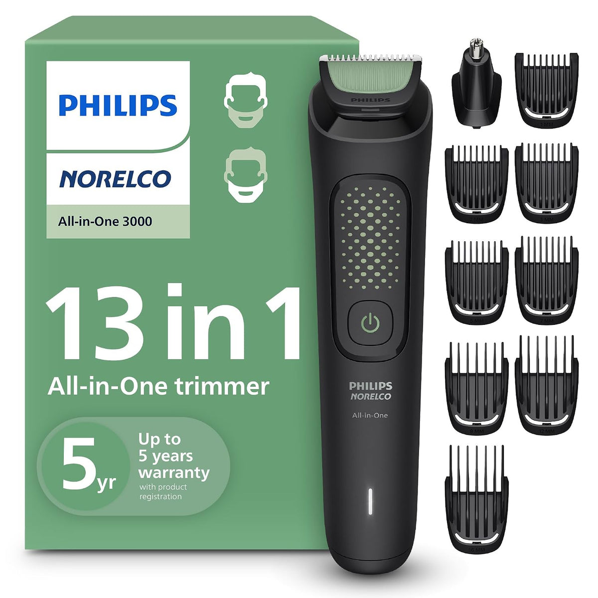 Norelco face and hair trimmer with comfort tips