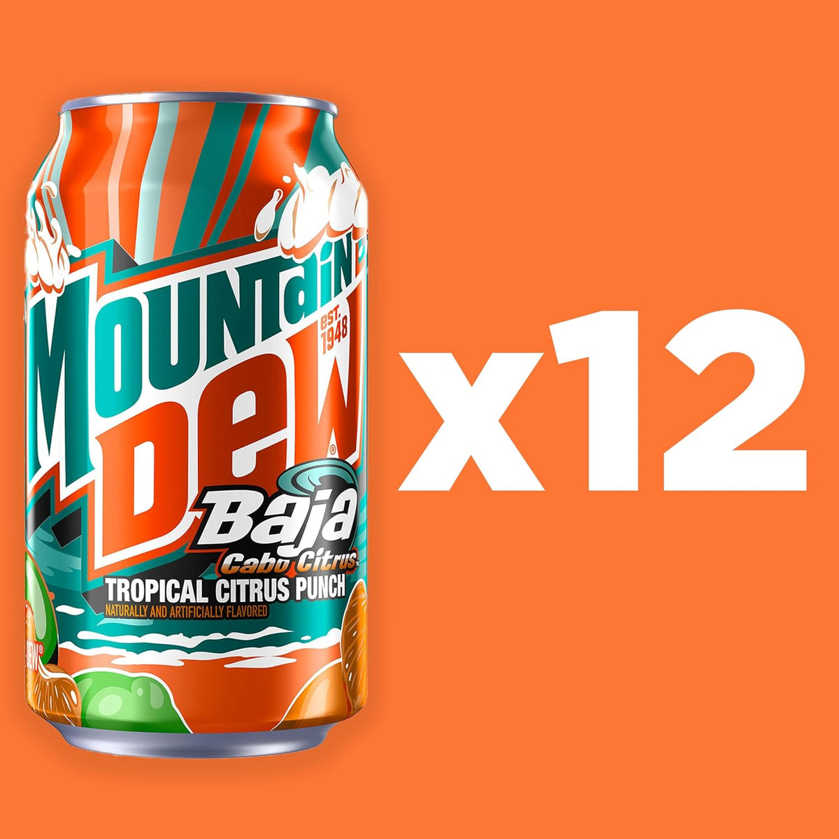 Twelve-pack of Mountain Dew citrus cans