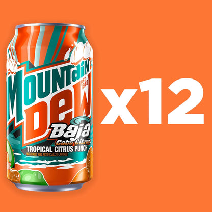 Twelve-pack of Mountain Dew citrus cans