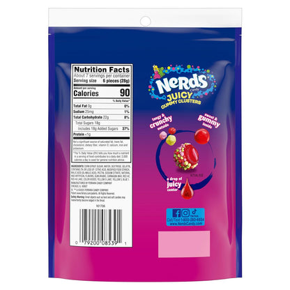 Crunchy gummy NERDS candy in recloseable bag