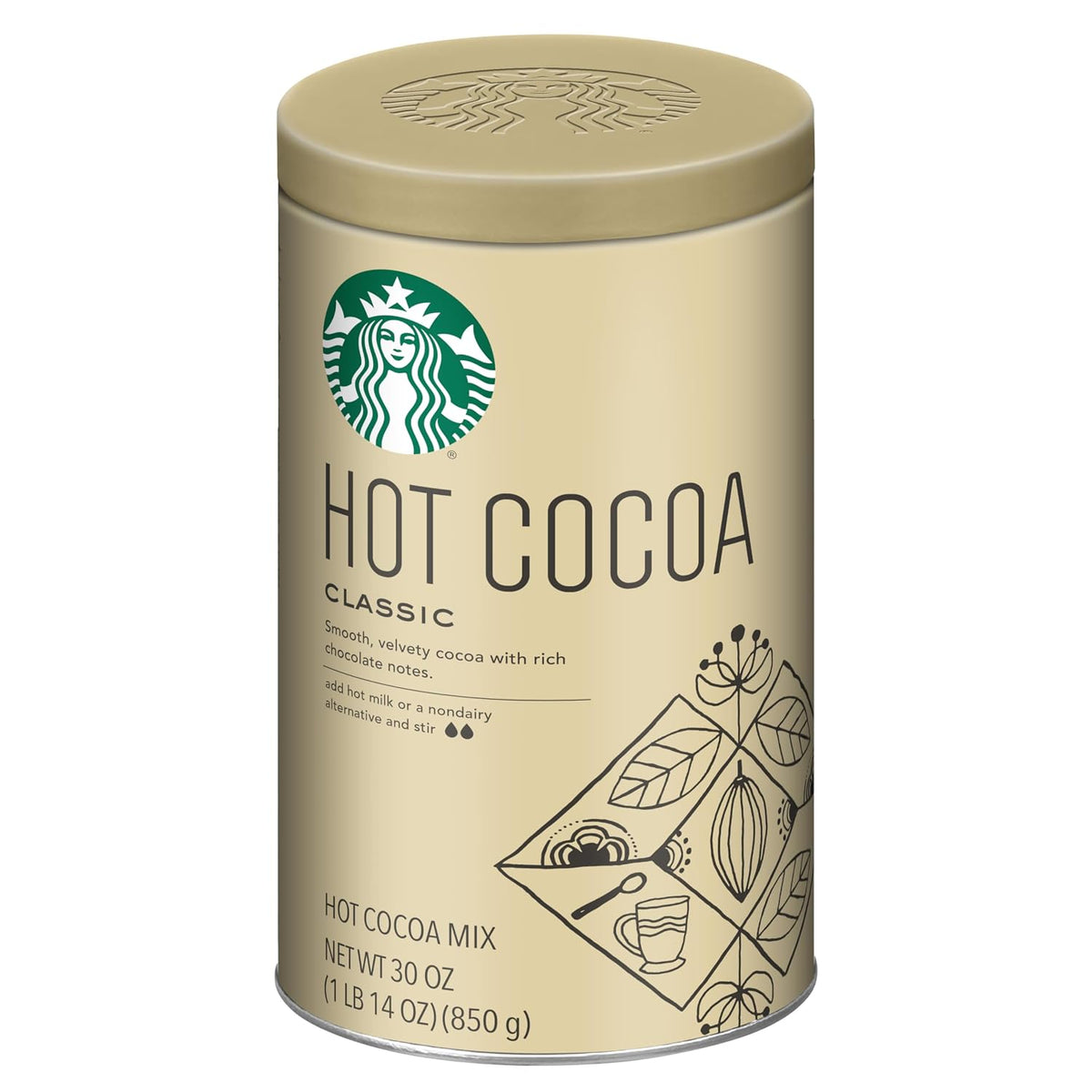 Starbucks hot cocoa with rich chocolate notes