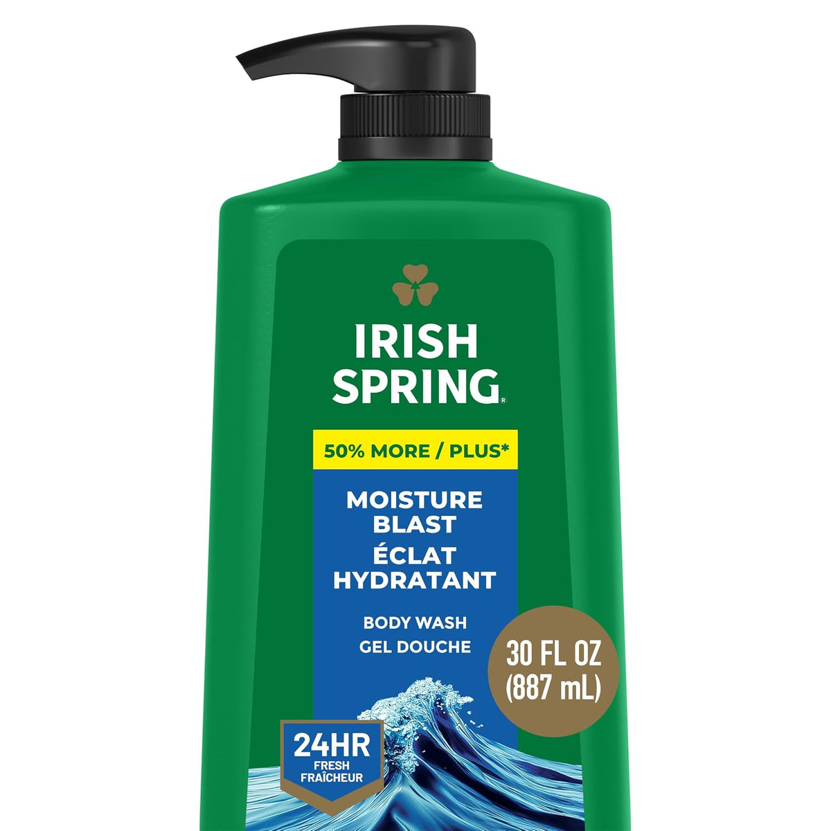 Irish Spring men’s body wash pump bottle front view