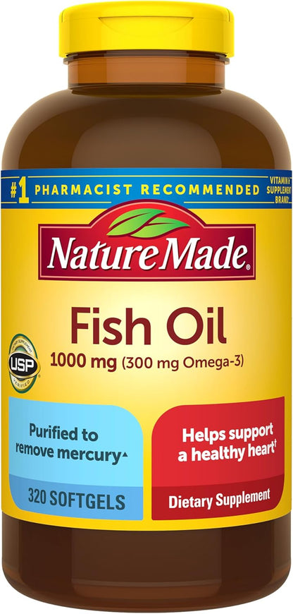 Nature Made 320 count fish oil supplement front label
