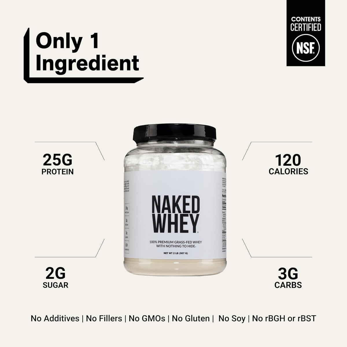 NAKED whey protein powder with one ingredient