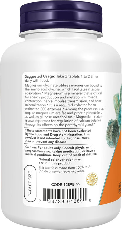 NOW Supplements magnesium glycinate bottle packaging