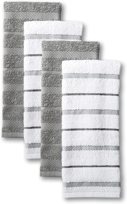 KitchenAid grey and white kitchen towel 4-pack set