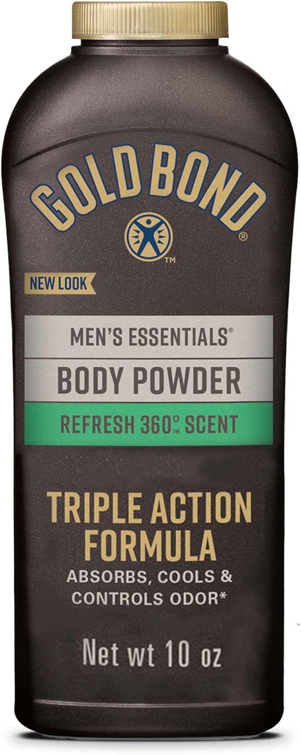 Gold Bond body powder for men with Refresh 360 scent