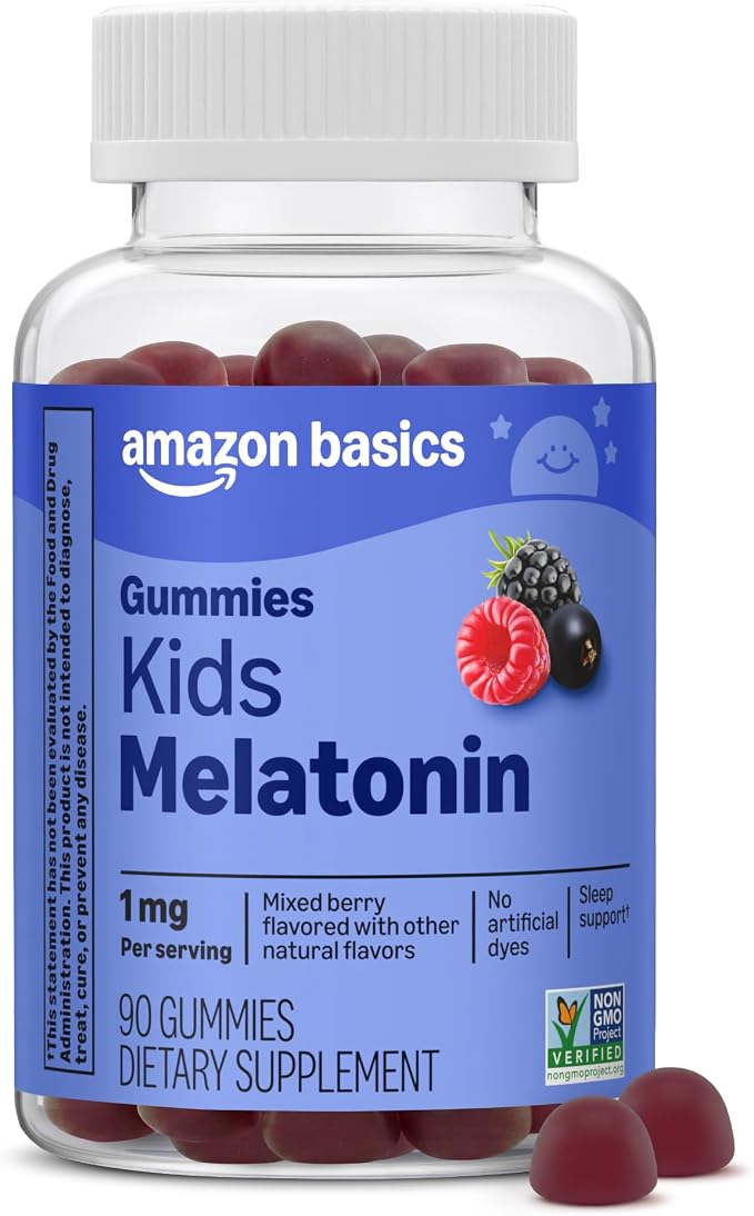 Amazon Basics Kids Melatonin 1 mg gummies bottle