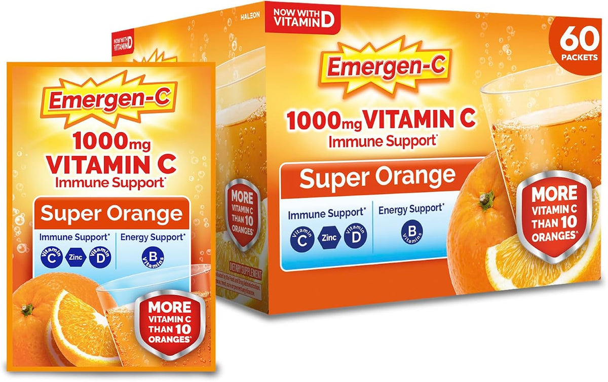 Emergen-C immune support powder orange flavor box