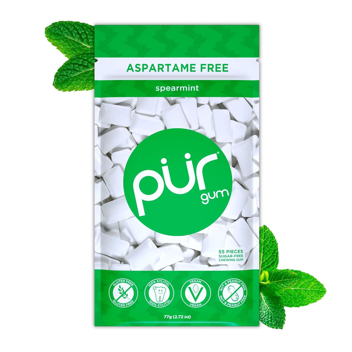 Sugar free spearmint PUR Gum with xylitol