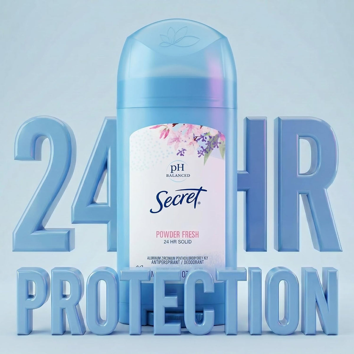 Secret pH balanced 24 hour sweat and odor protection