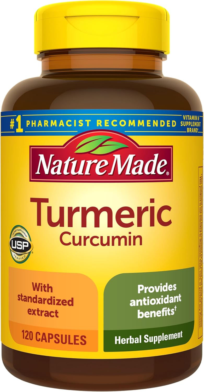 Nature Made turmeric curcumin herbal supplement capsules
