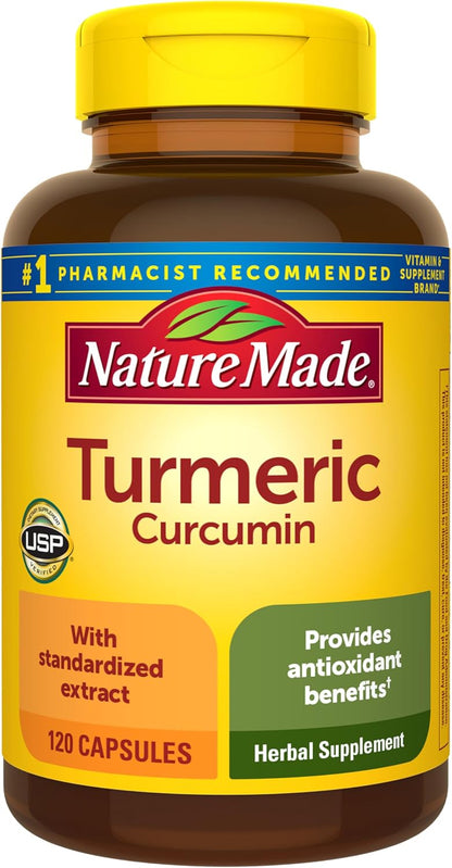 Nature Made turmeric curcumin herbal supplement capsules