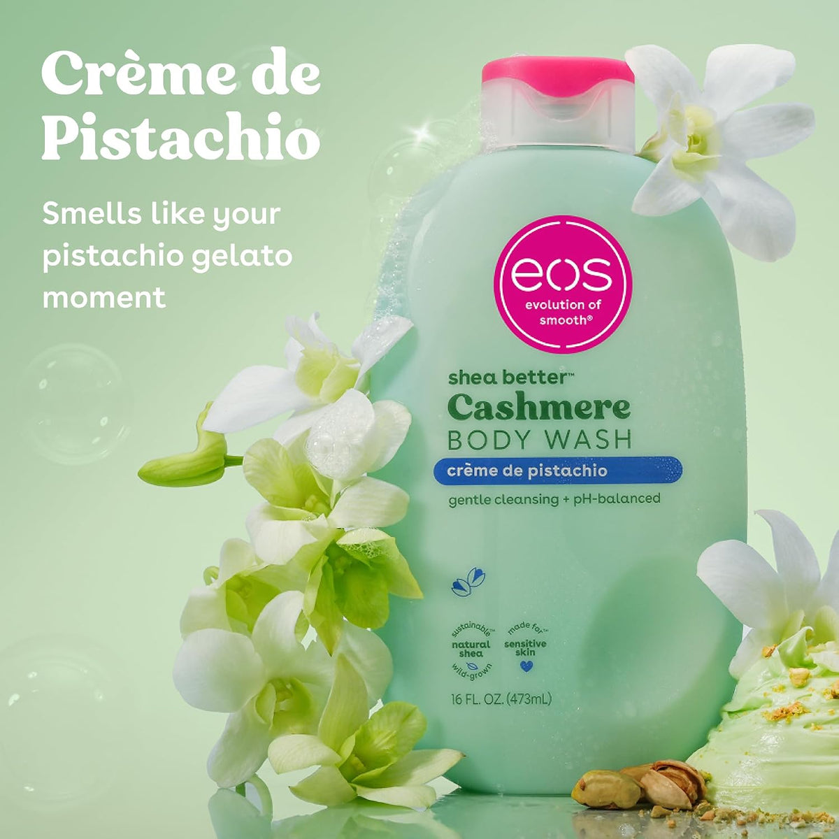 eos Cashmere Body Wash in Crème de Pistachio scent