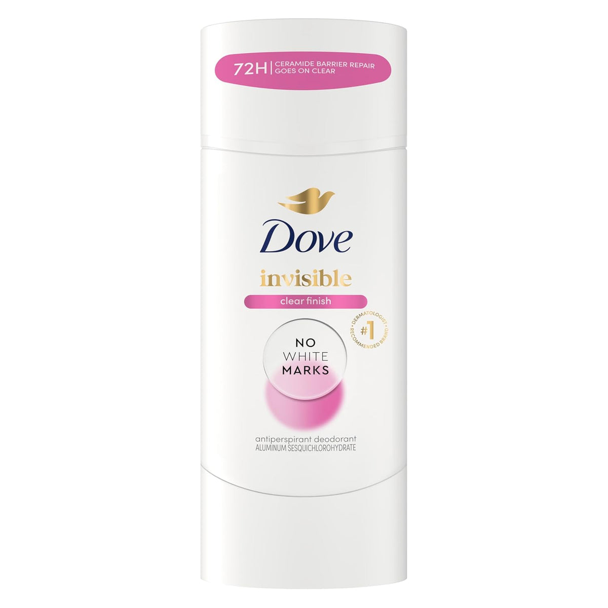 Dove Clear Finish antiperspirant deodorant stick packaging