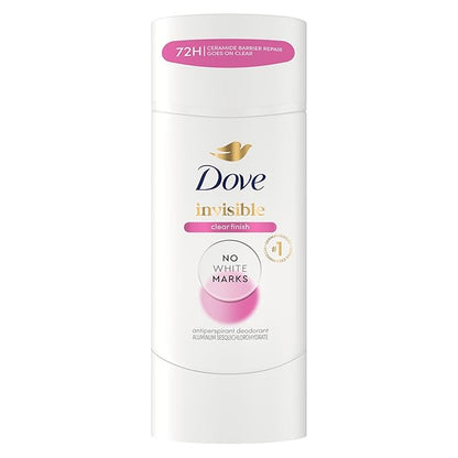 Dove Invisible Antiperspirant Stick Clear Finish 2.6 oz front view