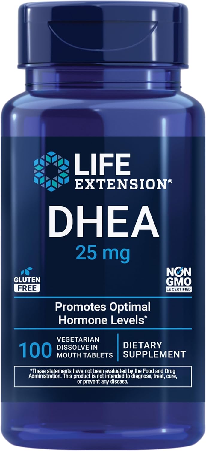 Life Extension DHEA 25 mg supplement front label